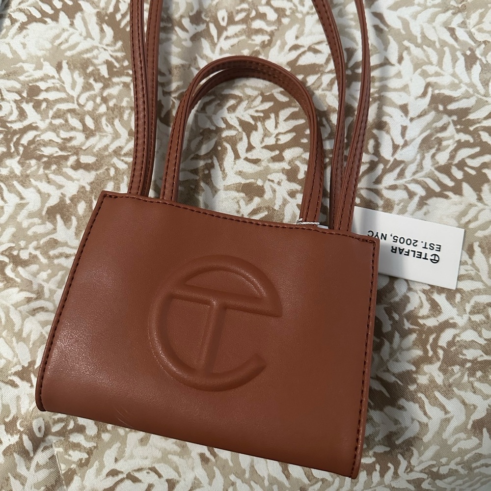 Small Tan telfar bag
